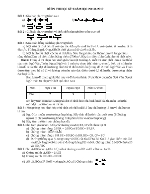 Đề ôn thi học kỳ 2 môn Toán Lớp 8 - Năm học 2018-2019